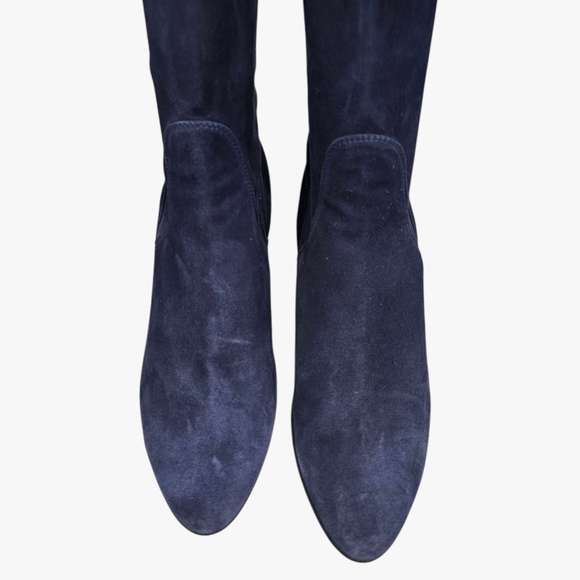 AQUATALIA Navy Blue Stretch Suede Tall Heeled Boots 10.5M - Picture 7 of 13